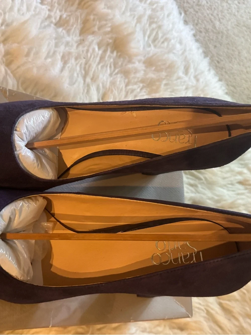 Franco Sarto, Classic Suede Block Heel Pumps - Deep Purple - Size 8.5